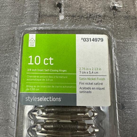 Style Selections 10 Ct. Satin Nickel Self-Closing 3/8 Inch Inset Hinges 0314979 - Picture 5 of 7